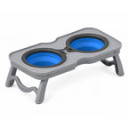 GAVPEPY Plastic Foldable Double Pet Bowl Stand, 2 Colors & 2 Sizes for Everyday Feeding, Water Service and Organized Pet Care, Multiple Size Options, Colors Gray and Black, for Home Kitchens, Feeding Stations and Travel Setups