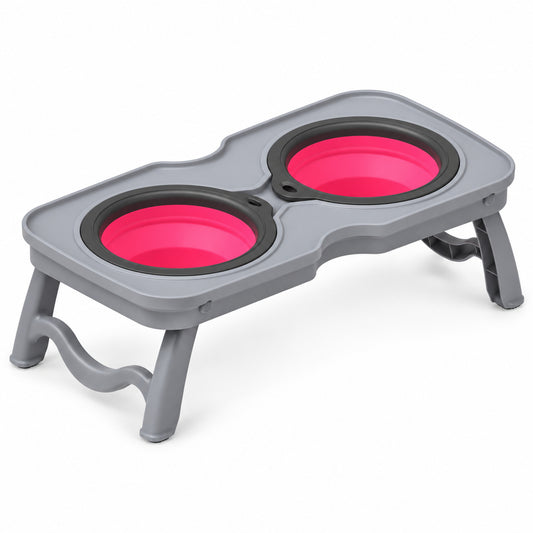 Foldable Double Pet Bowl Stand, 2 Colors & 2 Sizes, By GAVPEPY image 1 - DPtravelfeeder9-Main.jpg