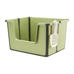 GAVPEPY PP Plastic Collapsible Travel Litter Box for Portable Cat Litter Management During Travel, Size 47 x 7 x 30cm, Colors Green and Gray, for Road Trips, Hotels, Camping and Temporary Indoor Setups, Foldable Design Supports Compact Storage