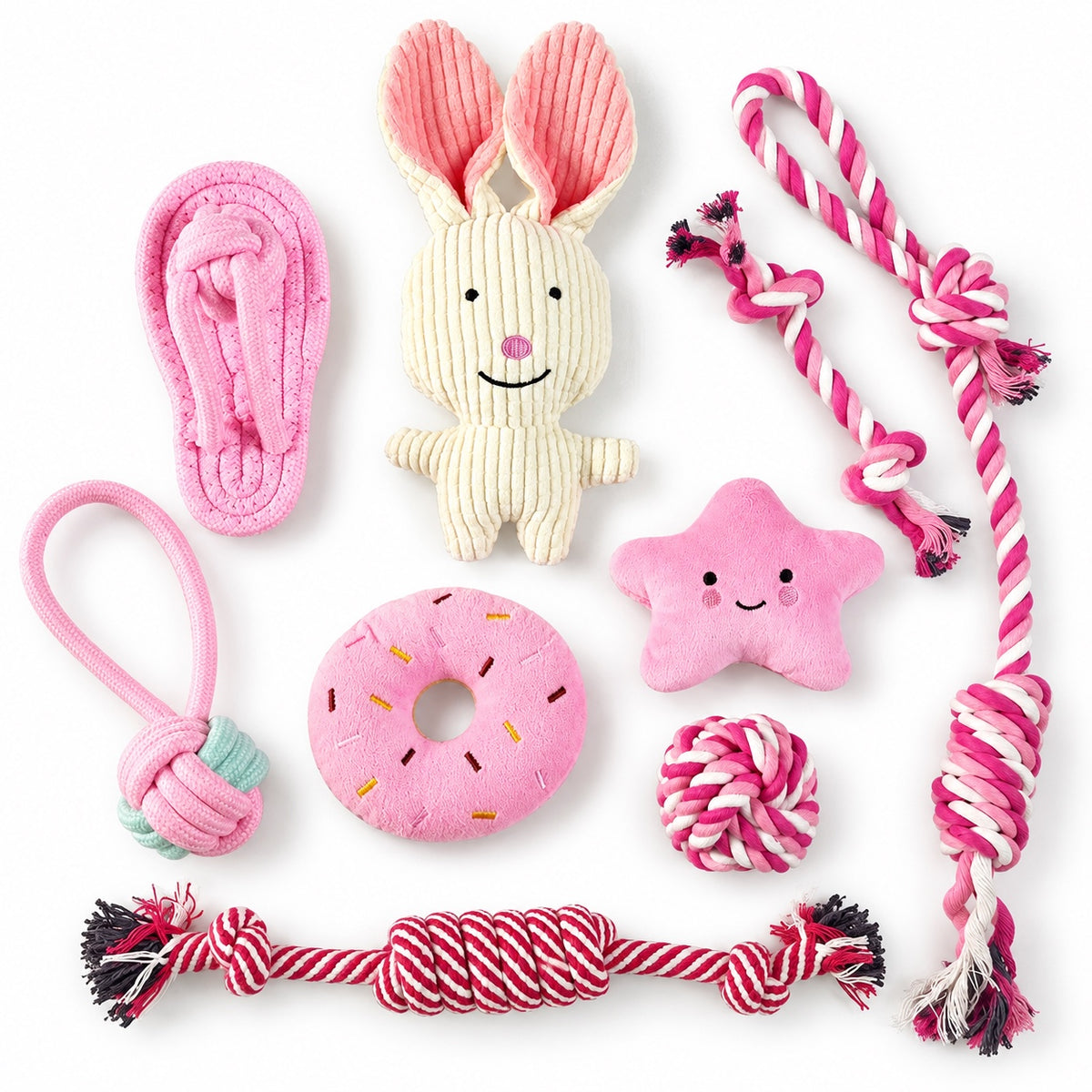 Rope Dog Toy Set, Cotton Rope Chew, Tug And Fetch Toys, 5 Pack Options, By GAVPEPY image 4 - bianti-9pcs-400g.jpg