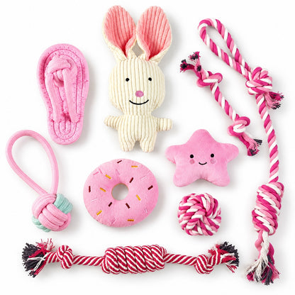 Rope Dog Toy Set, Cotton Rope Chew, Tug And Fetch Toys, 5 Pack Options, By GAVPEPY image 4 - bianti-9pcs-400g.jpg