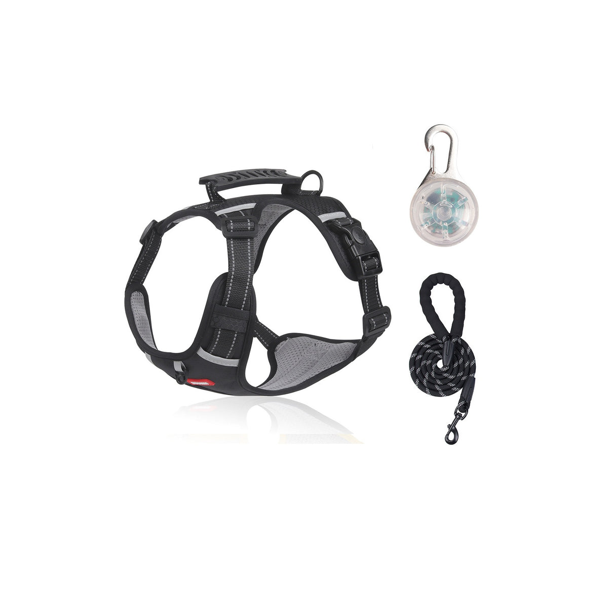 Reflective No-Pull Dog Harness Set Options, 4 Colors and 5 Sizes, By GAVPEPY image 10 - bianti-black-three-piece-set.jpg