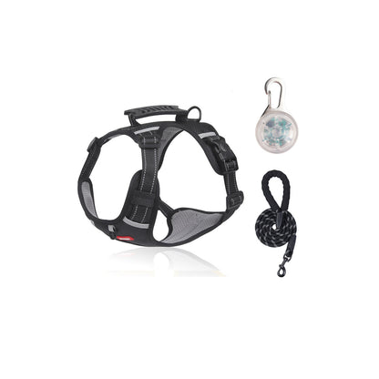 Reflective No-Pull Dog Harness Set Options, 4 Colors and 5 Sizes, By GAVPEPY image 10 - bianti-black-three-piece-set.jpg