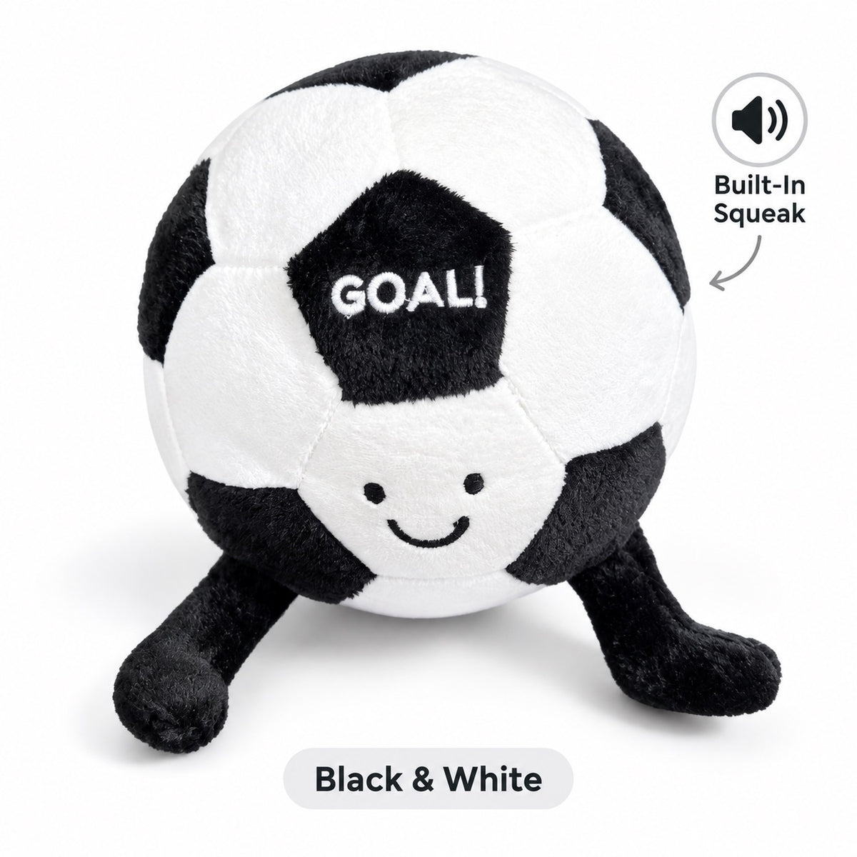 Plush Fabric Squeaky Soccer Dog Toy, 1 Style, By GAVPEPY image 8 - bianti-black-white.jpg