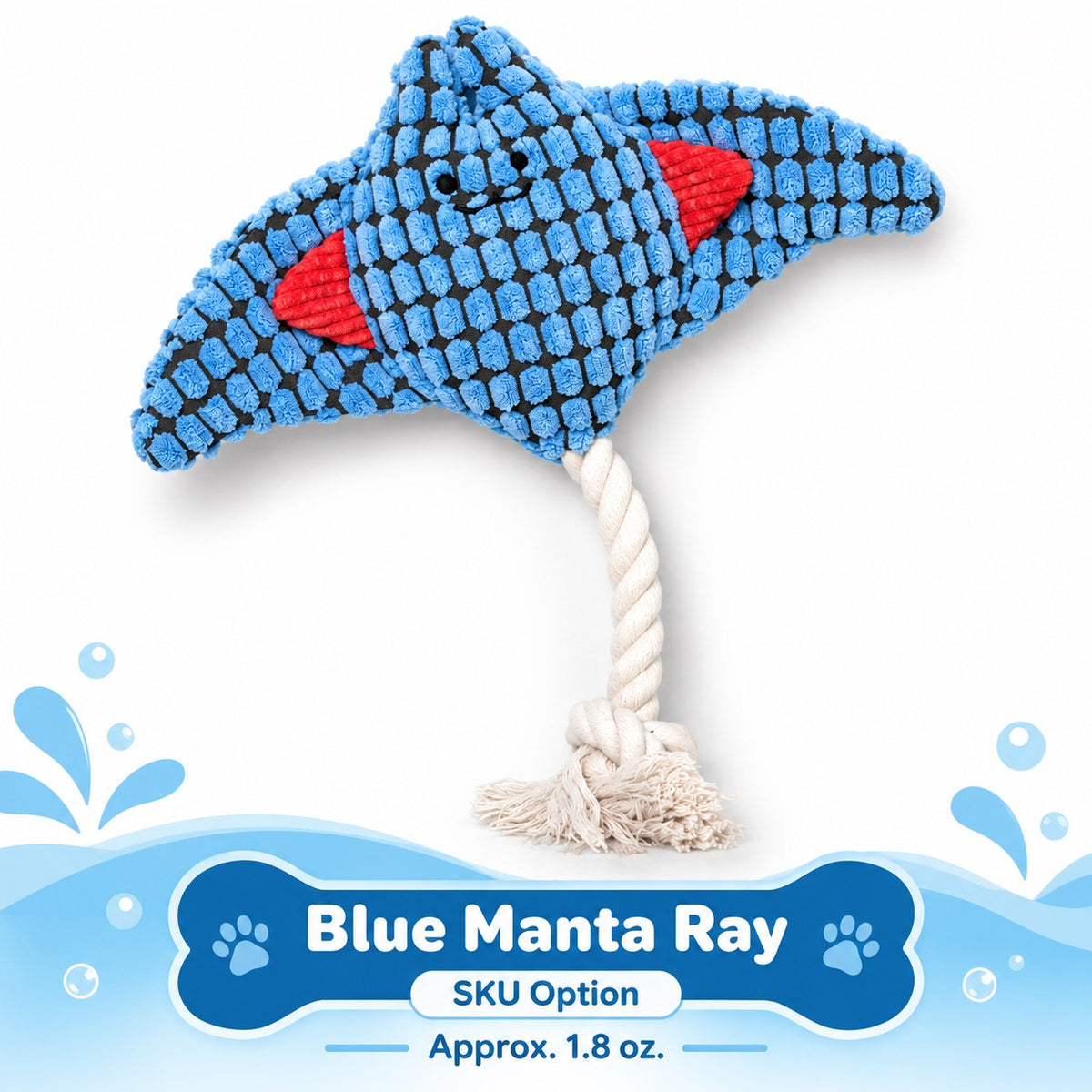 Cotton Rope Interactive Dog Toy, 3 Styles, By GAVPEPY image 8 - bianti-blue-manta-ray.jpg