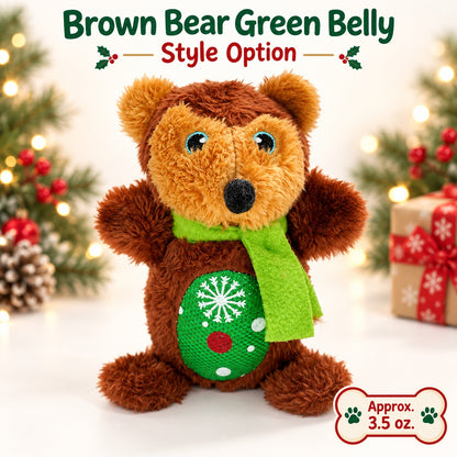 Plush Fabric Christmas Dog Toy, 8 Styles, By GAVPEPY image 8 - bianti-christmas-brown-bear-green-belly.jpg