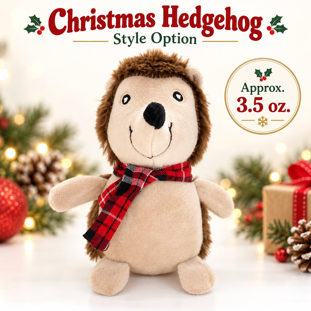 Plush Fabric Christmas Dog Toy, 8 Styles, By GAVPEPY image 10 - bianti-christmas-hedgehog.jpg