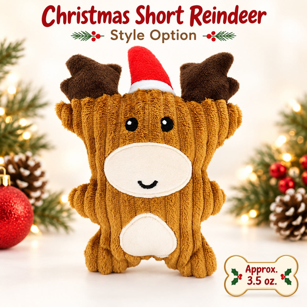 Plush Fabric Christmas Dog Toy, 8 Styles, By GAVPEPY image 13 - bianti-christmas-short-reindeer.jpg