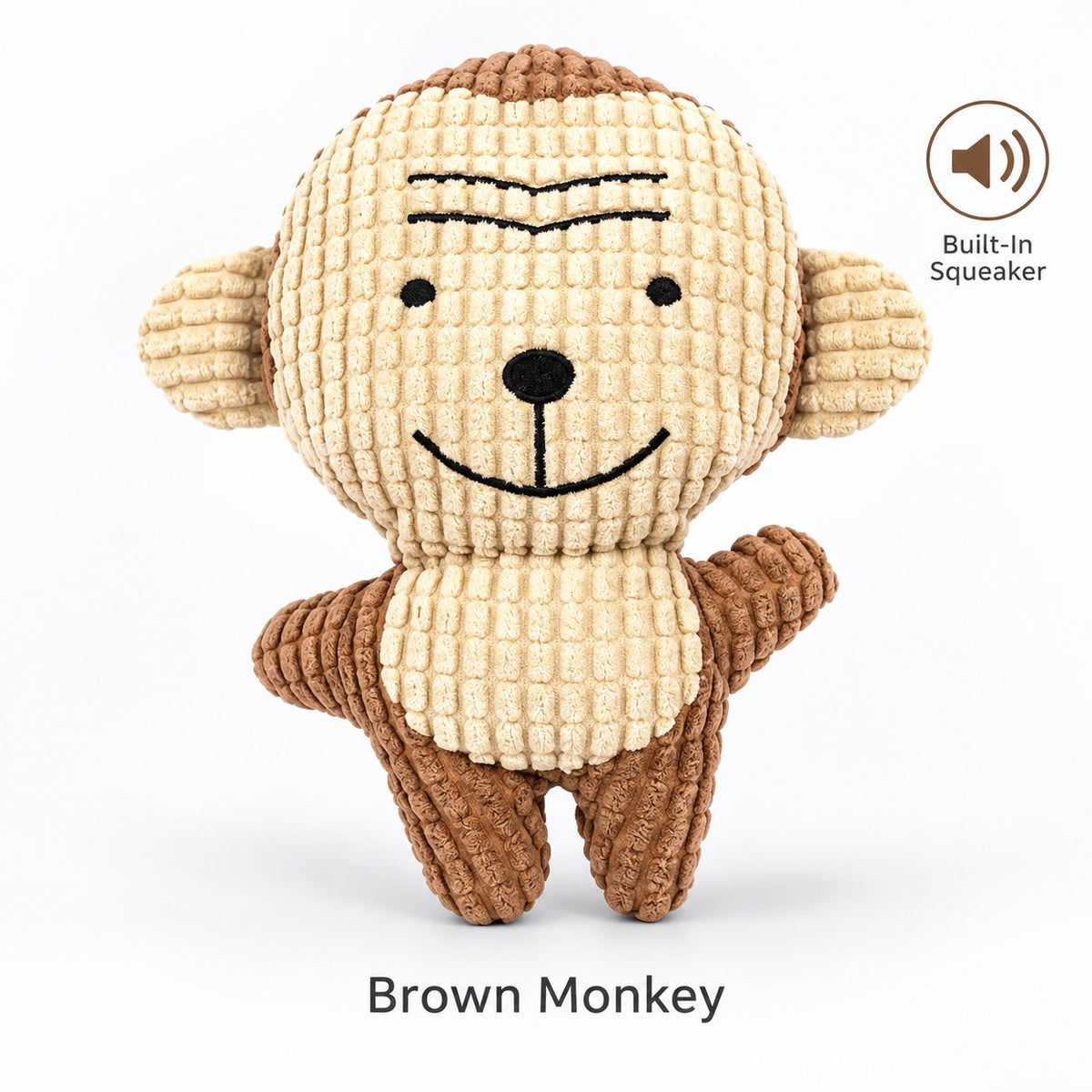 Plush Fabric Plush Squeaky Dog Toy, 7 Styles, By GAVPEPY image 9 - bianti-corn-plaid-brown-monkey.jpg