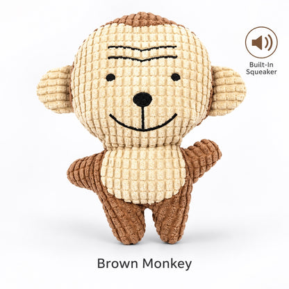 Plush Fabric Plush Squeaky Dog Toy, 7 Styles, By GAVPEPY image 9 - bianti-corn-plaid-brown-monkey.jpg