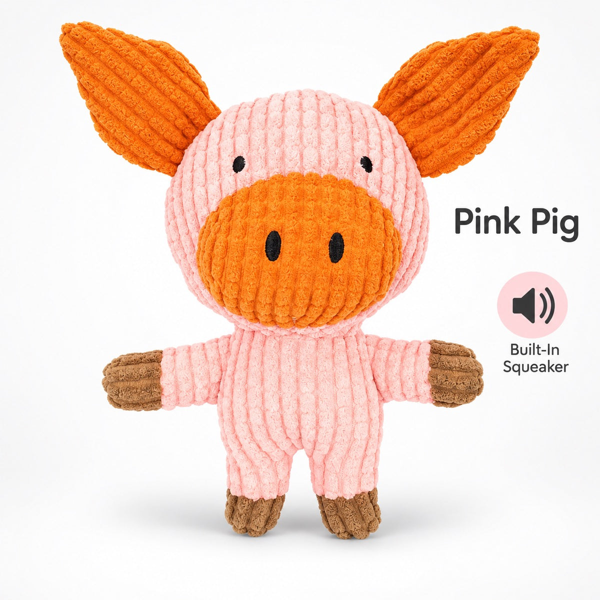 Plush Fabric Plush Squeaky Dog Toy, 7 Styles, By GAVPEPY image 12 - bianti-corn-plaid-pink-pig.jpg