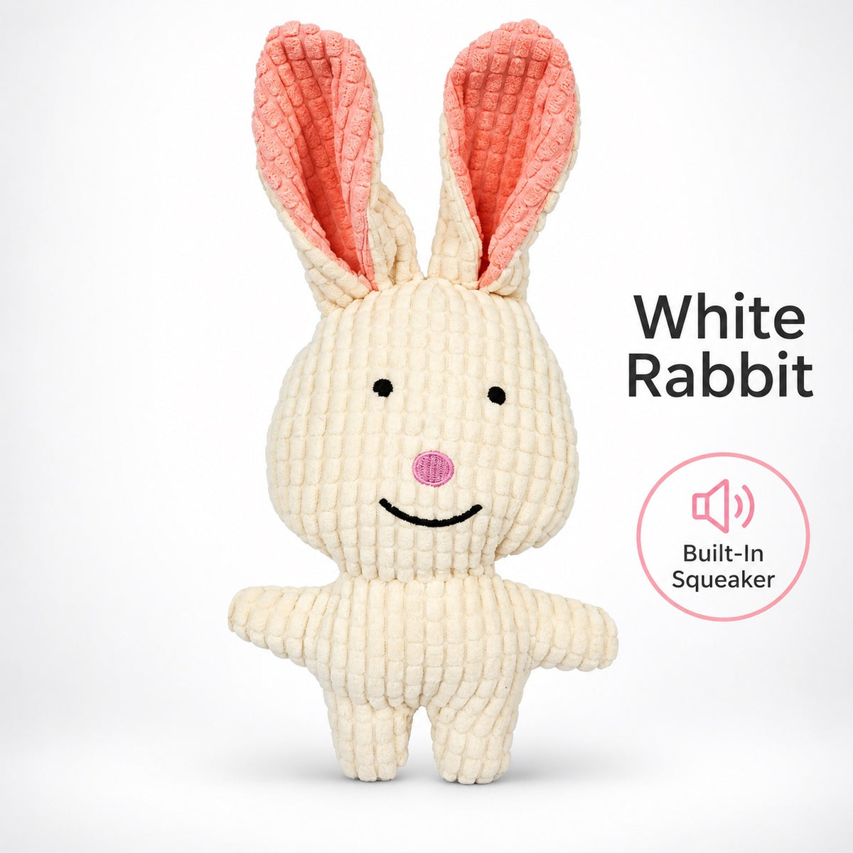 Plush Fabric Plush Squeaky Dog Toy, 7 Styles, By GAVPEPY image 13 - bianti-corn-plaid-white-rabbit.jpg