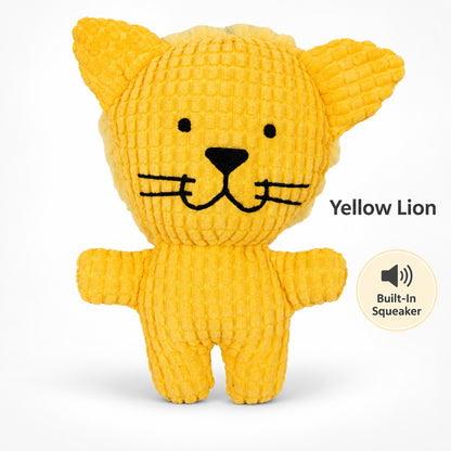 Plush Fabric Plush Squeaky Dog Toy, 7 Styles, By GAVPEPY image 14 - bianti-corn-plaid-yellow-lion.jpg