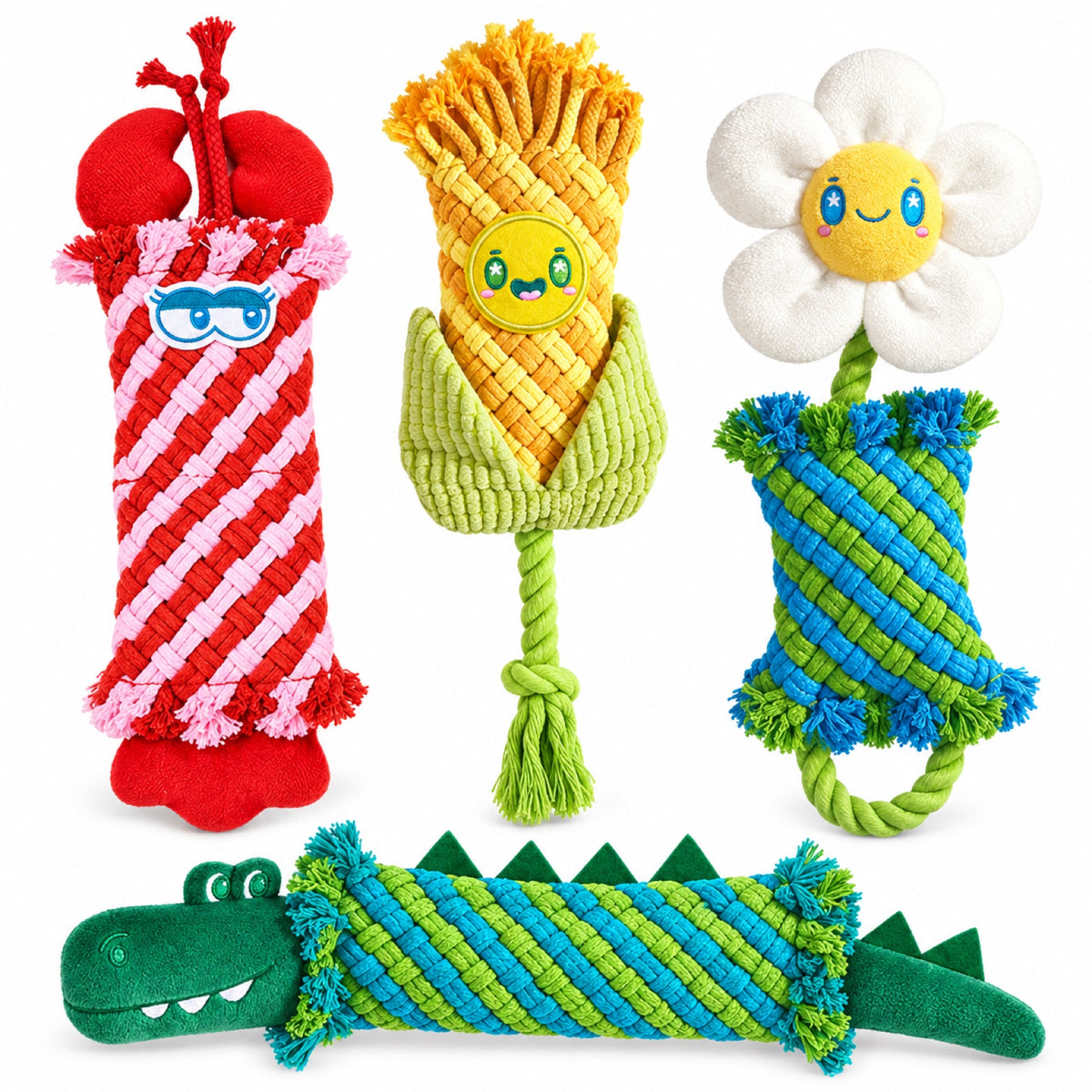 Plush Rope Squeaky Tug Dog Toy, 9 Styles, By GAVPEPY image 16 - bianti-cotton-rope-family-6232044431417.jpg