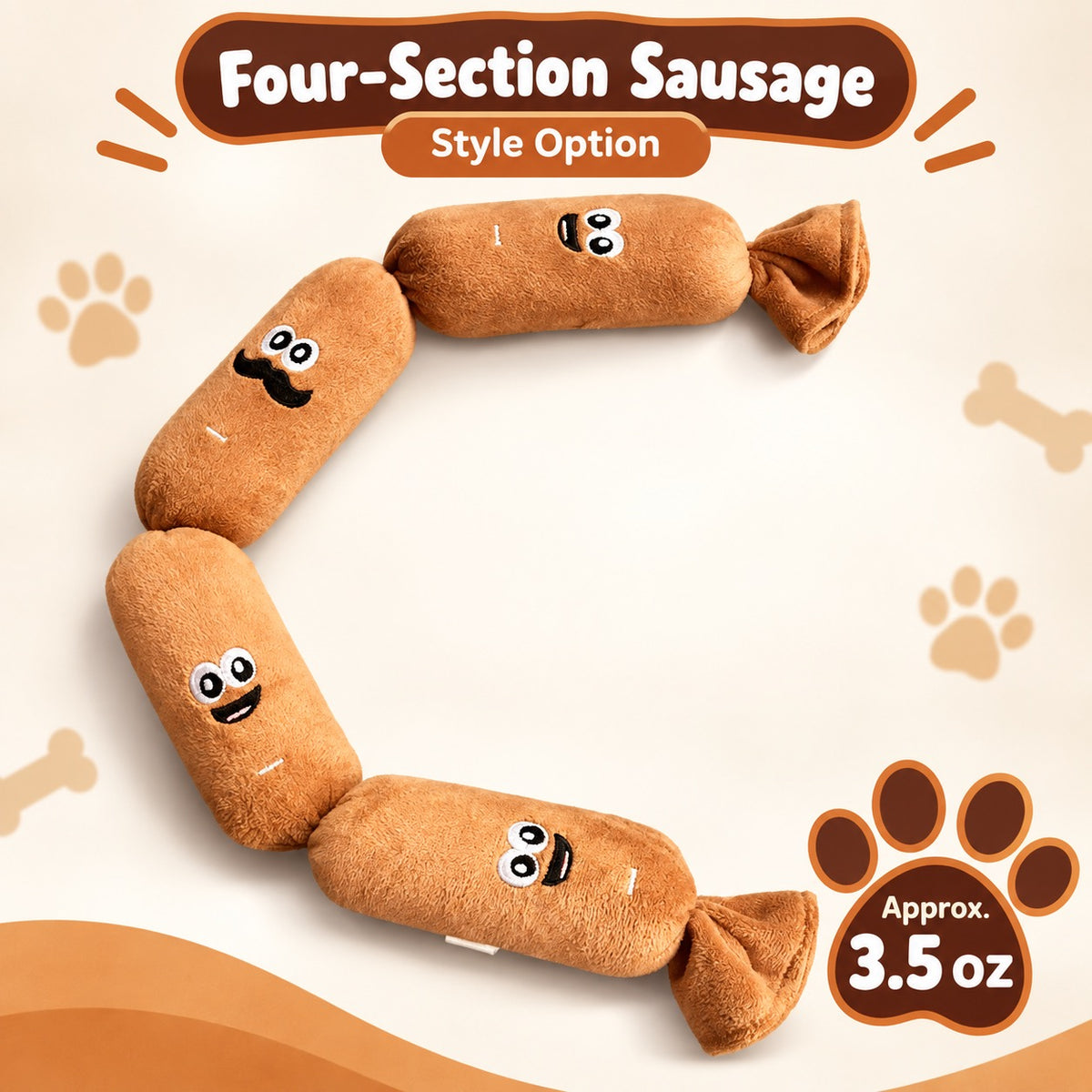 其它 Plush Squeaky Dog Toy, 1 Style, By GAVPEPY image 8 - bianti-four-section-sausage-squeaker.jpg