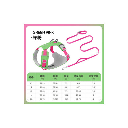 Quick-Dry Outdoor Dog Harness, 13 Colors and 5 Sizes, By GAVPEPY image 14 - bianti-green-pink-set.jpg