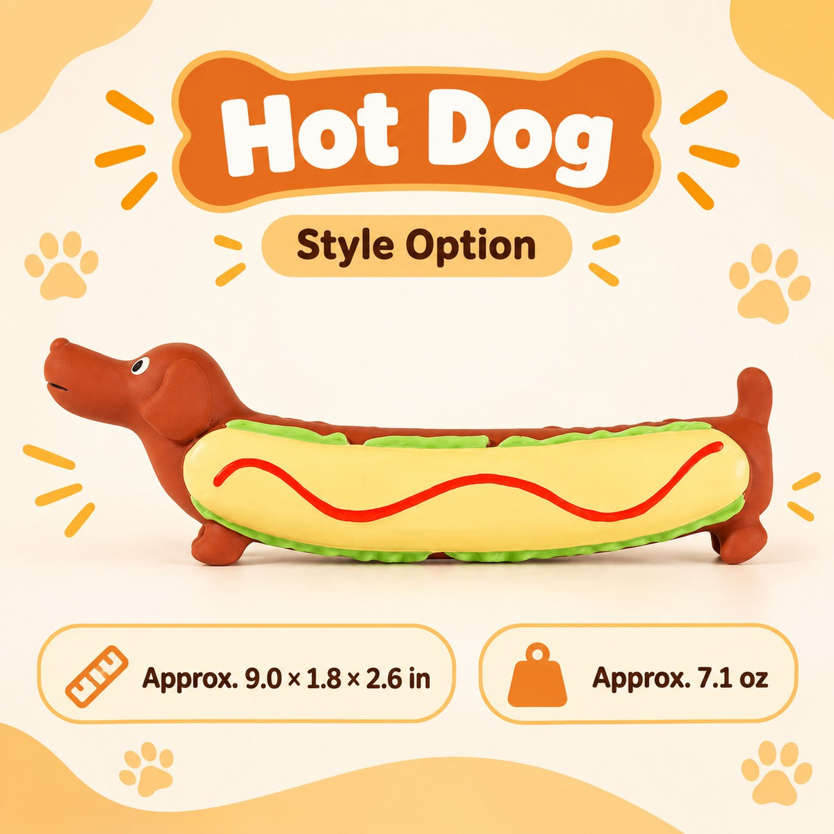 Latex Latex Squeaky Dog Toy, 4 Styles, By GAVPEPY image 9 - bianti-hot-dog-1pc.jpg