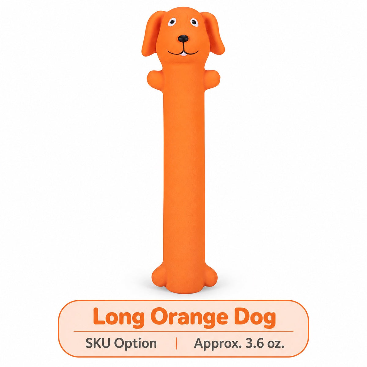 Latex Latex Squeaky Dog Toy, 6 Styles, By GAVPEPY image 11 - bianti-long-orange-dog.jpg