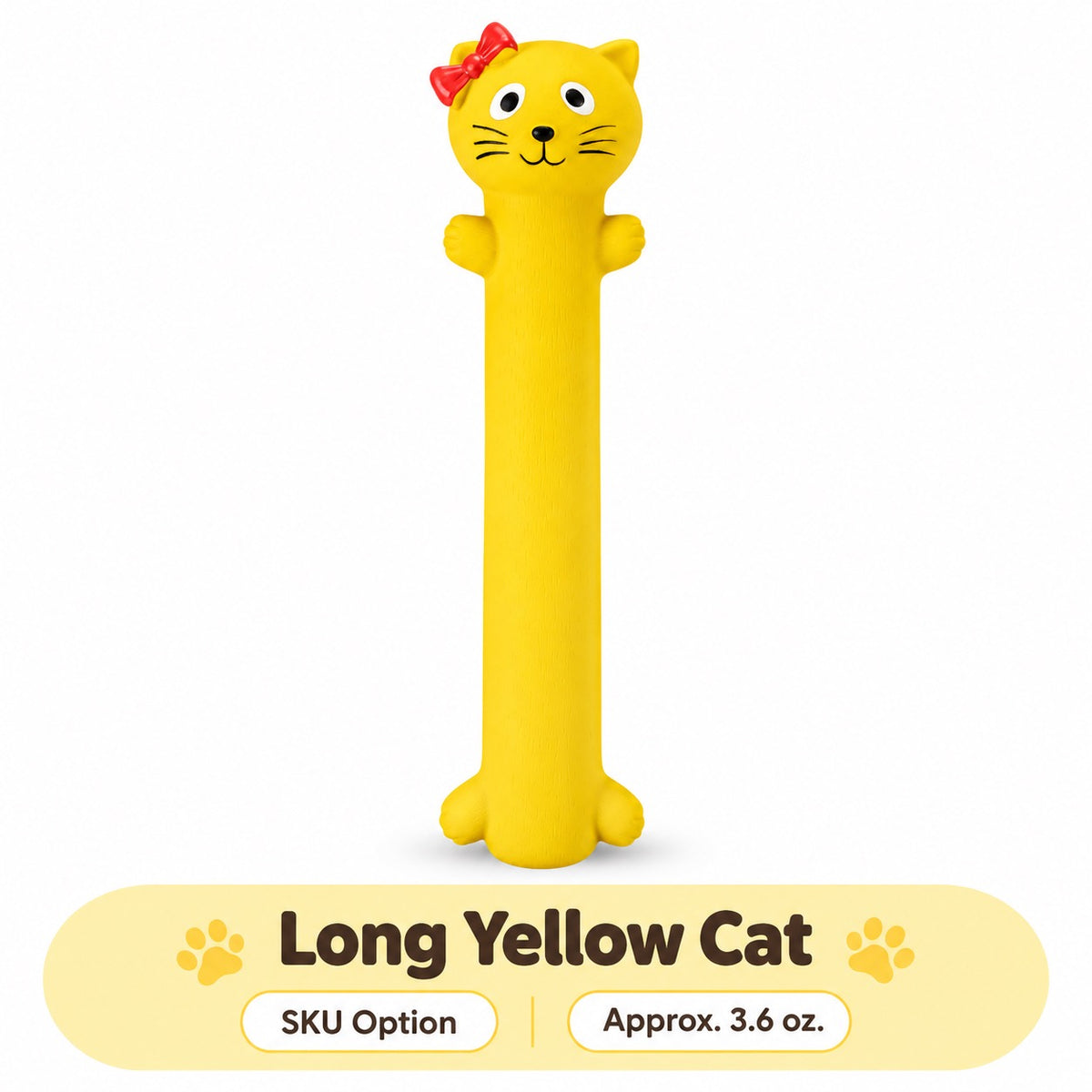 Latex Latex Squeaky Dog Toy, 6 Styles, By GAVPEPY image 13 - bianti-long-yellow-cat.jpg