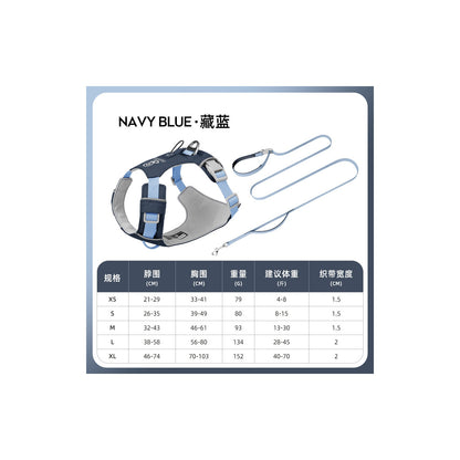 Quick-Dry Outdoor Dog Harness, 13 Colors and 5 Sizes, By GAVPEPY image 20 - bianti-navy-set.jpg