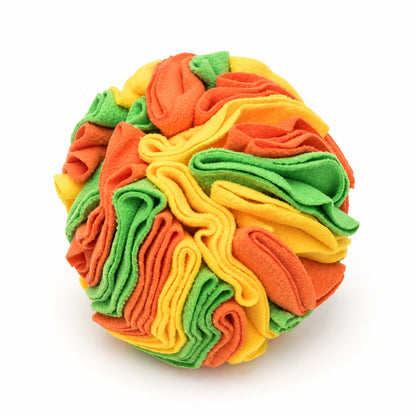 Dog Snuffle Ball, Fleece Treat Search And Toss Enrichment Toy, 3 Sizes And 20 Color Styles, By GAVPEPY image 3 - bianti-orange-green-yellow-20cm.jpg