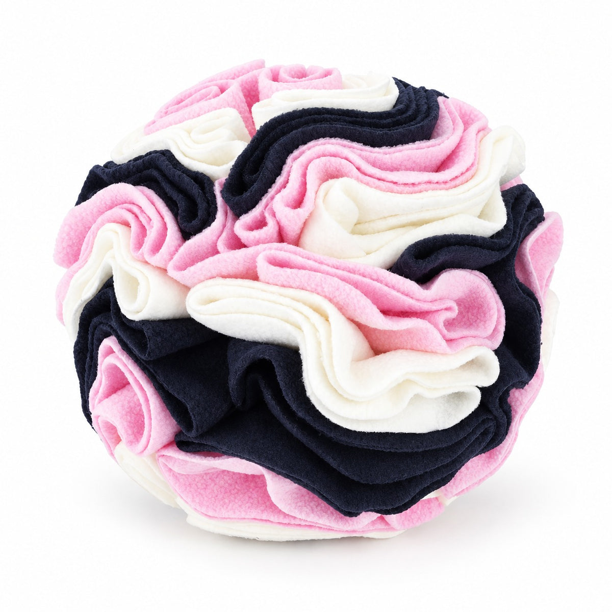 Dog Snuffle Ball, Fleece Treat Search And Toss Enrichment Toy, 3 Sizes And 20 Color Styles, By GAVPEPY image 9 - bianti-pink-navy-white-20cm.jpg