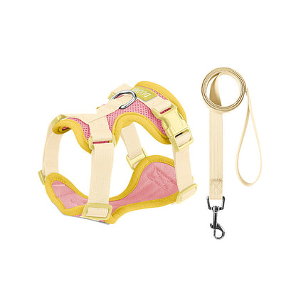 Breathable Mesh Dog Harness and Leash Set, 6 Colors and 4 Sizes, By GAVPEPY image 12 - bianti-pink-yellow.jpg