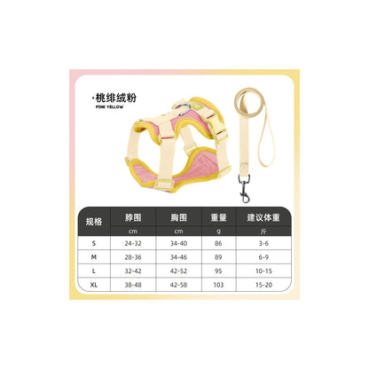 Padded Small Dog Harness and Leash Set, 6 Colors and 4 Sizes, By GAVPEPY image 12 - bianti-pink-yellow.jpg