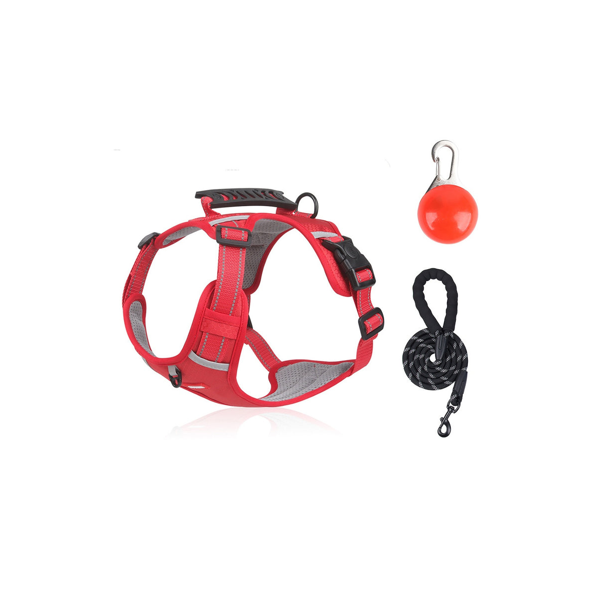 Reflective No-Pull Dog Harness Set Options, 4 Colors and 5 Sizes, By GAVPEPY image 18 - bianti-red-three-piece-set.jpg