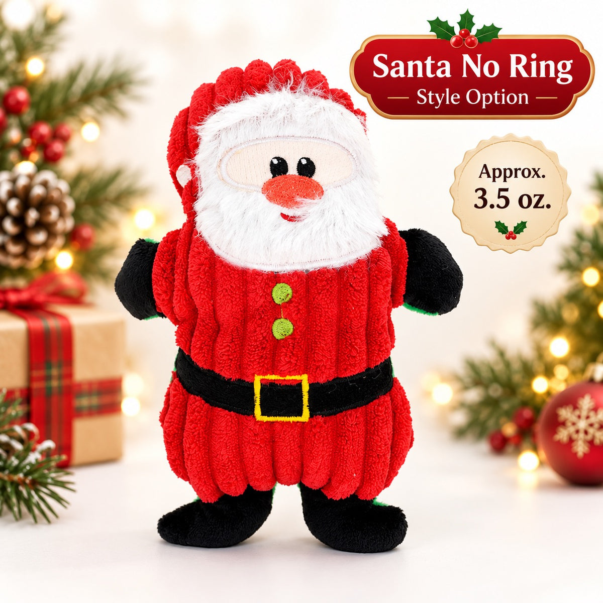 Plush Fabric Christmas Dog Toy, 8 Styles, By GAVPEPY image 14 - bianti-santa-no-ring.jpg