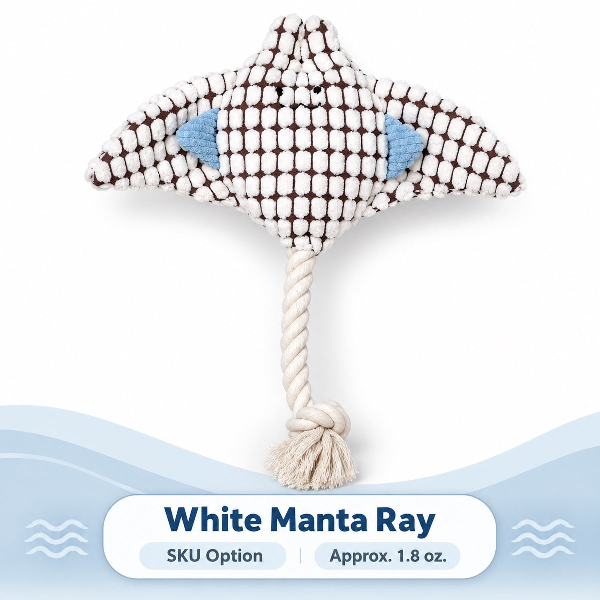 Cotton Rope Interactive Dog Toy, 3 Styles, By GAVPEPY image 10 - bianti-white-manta-ray.jpg