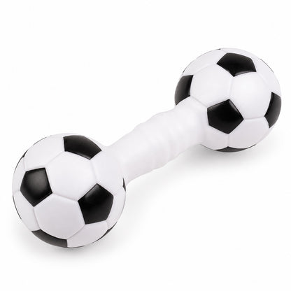 Squeaky Dog Toy, PVC Chew And Fetch Toy In Assorted Shapes, 31 Styles, By GAVPEPY image 5 - bianti-white-squeaky-soccer-dumbbell.jpg