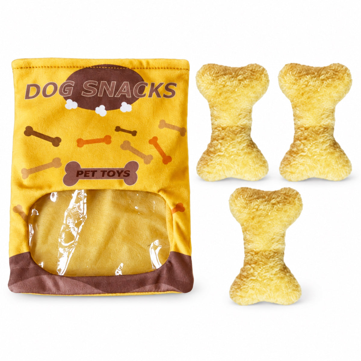 Plush Hide-and-Seek Snuffle Dog Toy, 41 Styles, By GAVPEPY image 20 - bianti-yellow-bone-snack-bag-6046674424021.jpg
