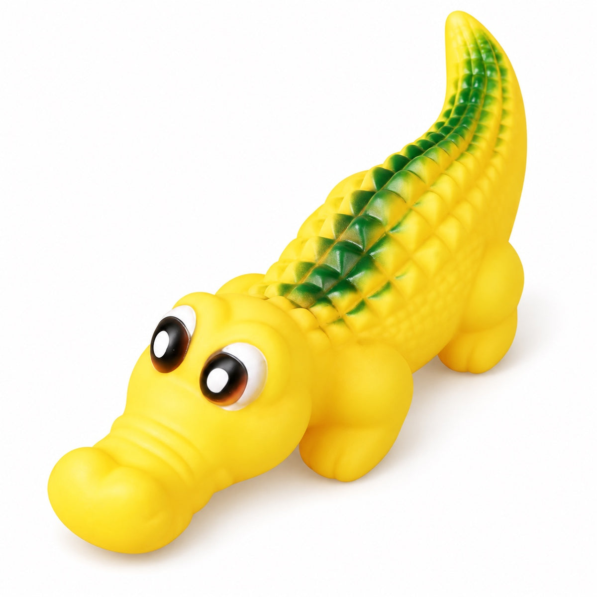 Squeaky Dog Toy, PVC Chew And Fetch Toy In Assorted Shapes, 31 Styles, By GAVPEPY image 2 - bianti-yellow-squeaky-crocodile.jpg