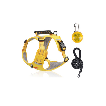 Reflective No-Pull Dog Harness Set Options, 4 Colors and 5 Sizes, By GAVPEPY image 22 - bianti-yellow-three-piece-set.jpg