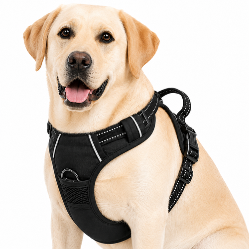 GAVPEPY No-Pull Reflective Dog Harness With Control Handle image 1 - black.png