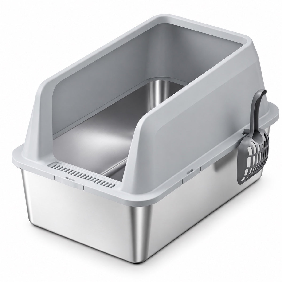 GAVPEPY Extra Large Stainless Steel Top-Entry High-Sided Cat Litter Box, 8 Options image 1 - main.jpg