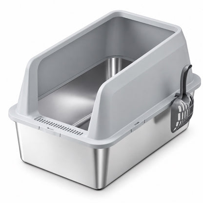 GAVPEPY Extra Large Stainless Steel Top-Entry High-Sided Cat Litter Box, 8 Options image 1 - main.jpg