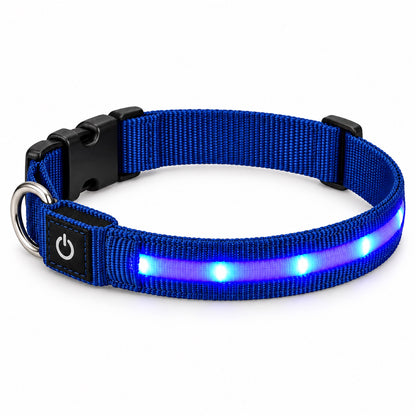 GAVPEPY Nylon Single-Fiber LED Dog Collar, Sizes S, M, L, Red, Blue, Green, for neighborhood walks, park visits and daily dog wear; an adjustable neckwear option for supervised walks and everyday outings image 2 - main.jpg