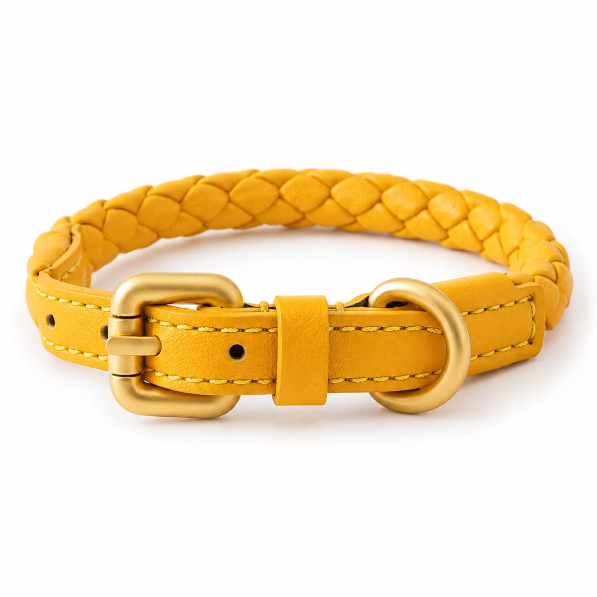 GAVPEPY Leather-style material Braided Dog Collar, Sizes S, M, L, Yellow, Orange, Blue, Gray, for neighborhood walks, park visits and daily dog wear; an adjustable neckwear option for supervised walks and everyday outings image 2 - main.jpg