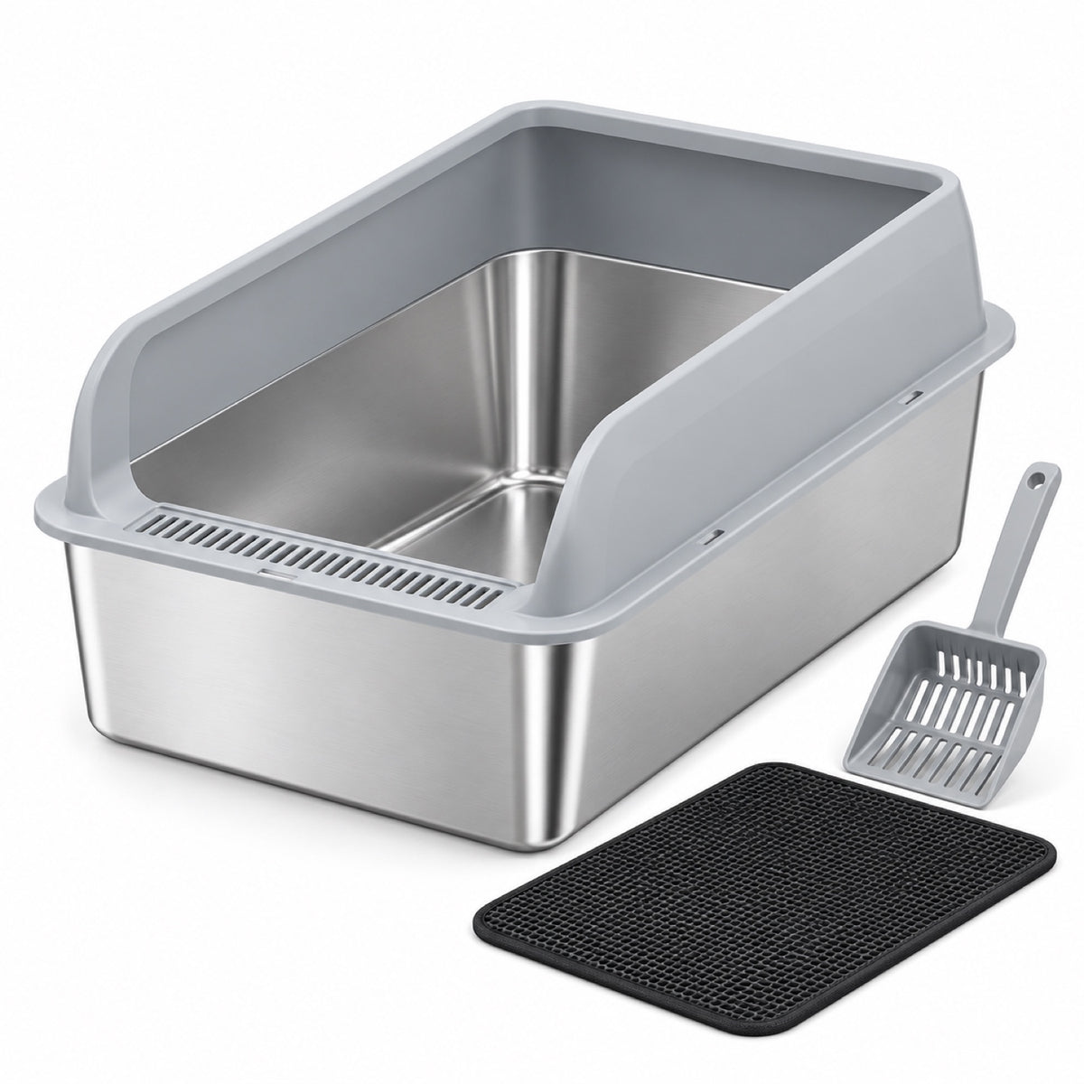 GAVPEPY Extra Large Stainless Steel Top-Entry High-Sided Cat Litter Box, 24 Options image 1 - main.jpg