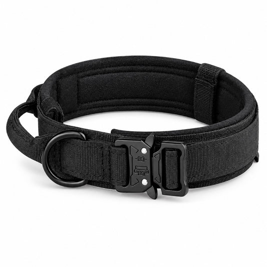 GAVPEPY Polyester with zinc-alloy hardware Tactical Padded Dog Collar, Sizes M, L, XL, 5 color or pattern options, for neighborhood walks, park visits and daily dog wear; an adjustable neckwear option for supervised walks and everyday outings image 2 - main.jpg