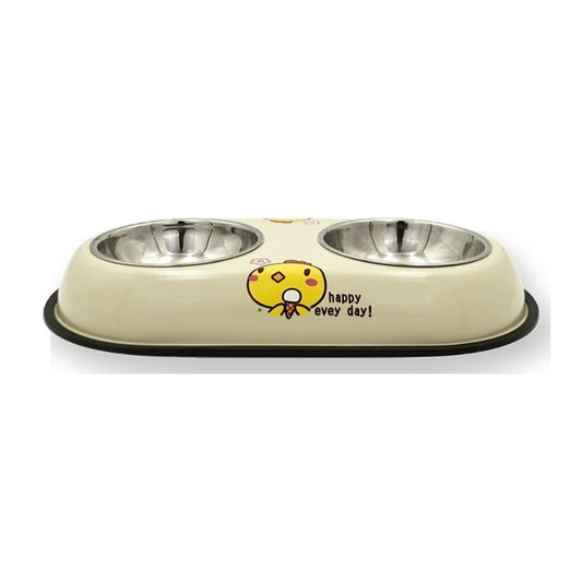 Chicken-Print Double Pet Bowl, 2 Sizes, By GAVPEPY image 1 - main.jpg