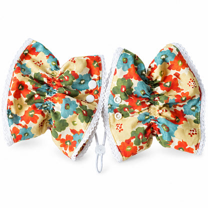 GAVPEPY Cotton Floral Long-Ear Dog Cover, Begonia, Apricot, Lake Blue or Blue patterns in Ear Cover Only or Ear Cover with Neck Cover packages, for keeping long ear hair tidier during meals and supervised daily routines, meals, grooming and daily use image 1 - main.jpg