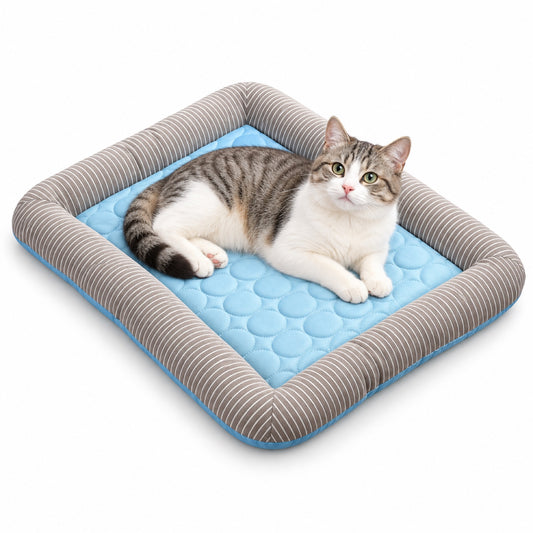 Ice Silk Stripe Cooling Pet Bed, 3 Colors & 4 Sizes, By GAVPEPY image 1 - main.jpg