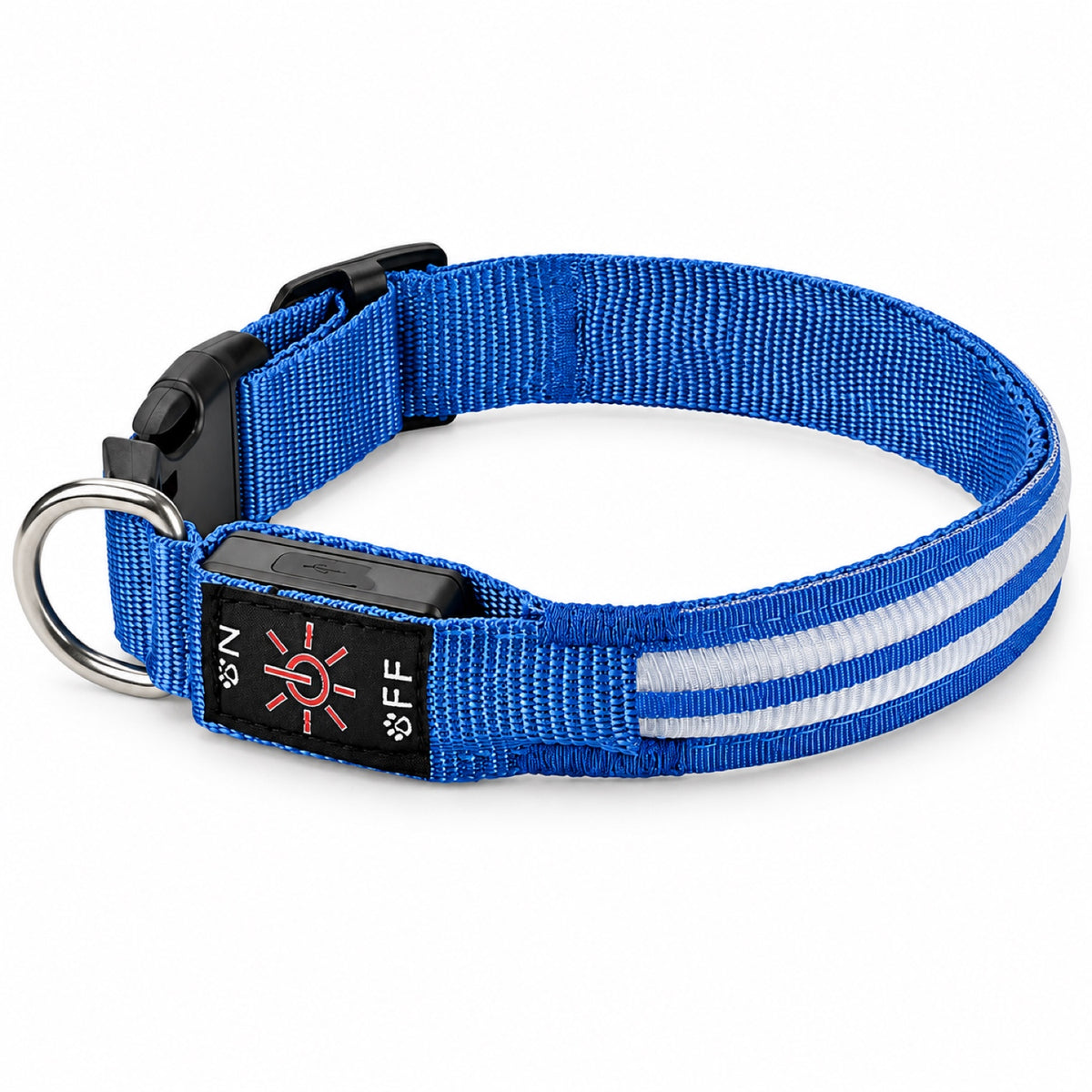 GAVPEPY Woven webbing LED Light-Up Dog Collar, Sizes S, M, L, Red, Green, Blue, Pink, for neighborhood walks, park visits and daily dog wear; an adjustable neckwear option for supervised walks and everyday outings image 2 - main.jpg