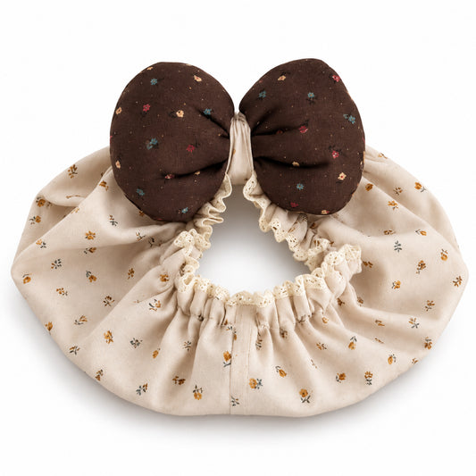 GAVPEPY Polyester Cocoa Bow Long-Ear Dog Snood, the Cocoa Bow Ear Cover Only design in S, M and L, for holding long canine ears back during meals and supervised outings, feeding time, home grooming and short walks image 1 - main.jpg