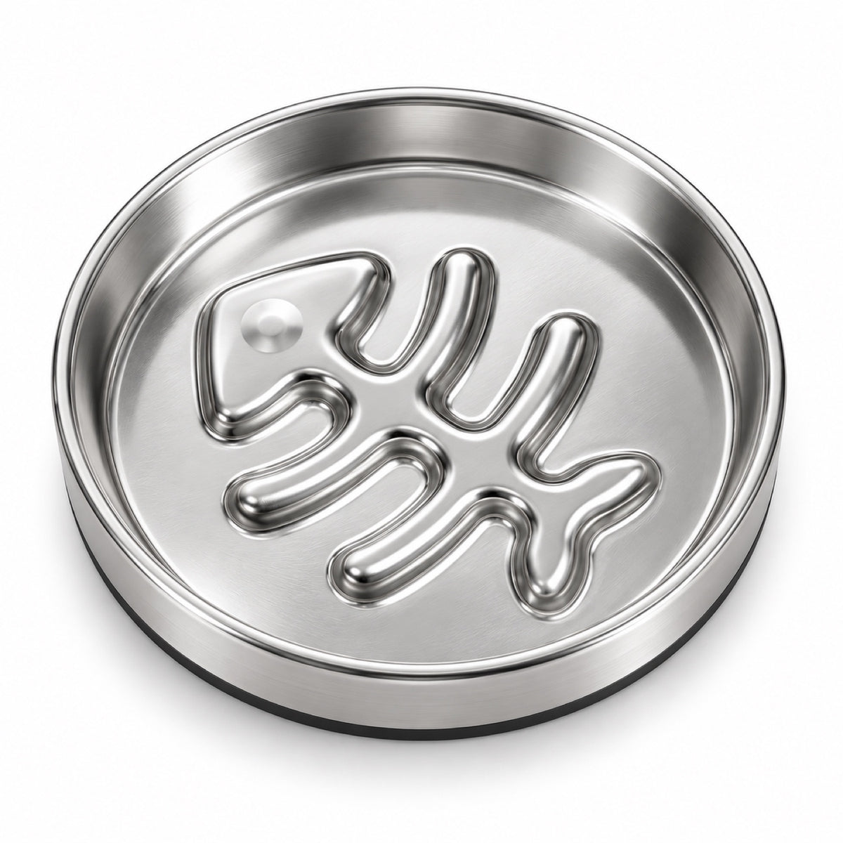 Fish-Bone Stainless Steel Slow Feeder Bowl with Silicone Base, By GAVPEPY image 1 - main.jpg