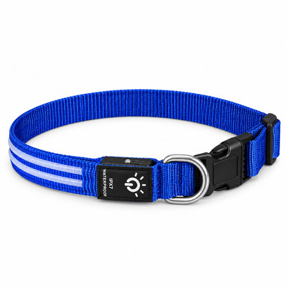 GAVPEPY Nylon Dual-Fiber LED Dog Collar, Sizes S, M, L, Red, Blue, Green, for neighborhood walks, park visits and daily dog wear; an adjustable neckwear option for supervised walks and everyday outings image 2 - main.jpg