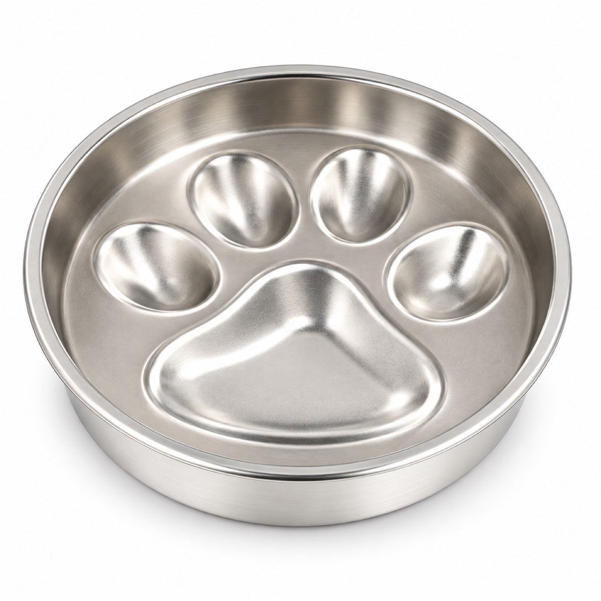 Paw-Print Stainless Steel Slow Feeder Bowl, 2 Base Options, By GAVPEPY image 1 - main.jpg